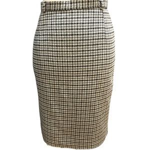 BH wool skirt green and brown straight fully lined Size 12